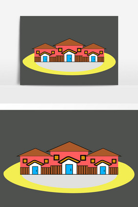 手绘卡通红色木屋矢量元素
