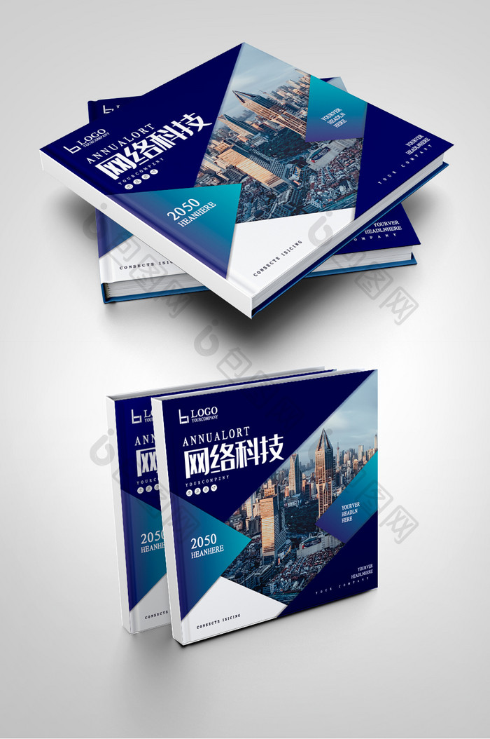 蓝色商务互联网企业网络公司科技画册封面