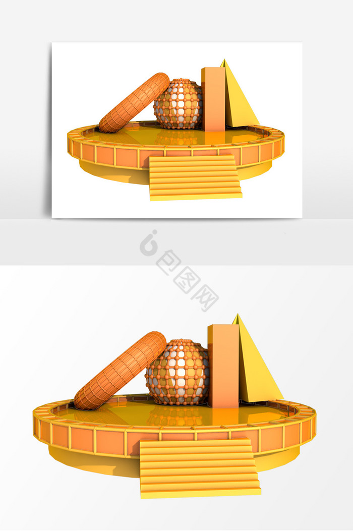 C4D漂浮球舞台3D图片