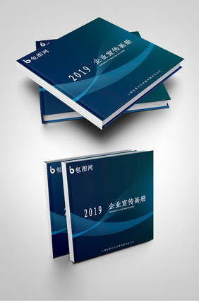 蓝色高端线条纹理科技企业画册