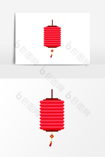 卡通风红色折纸灯笼矢量元素图片