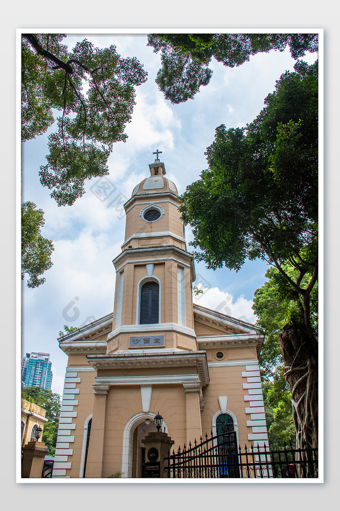 广州地标建筑基督教教堂教会欧陆风格摄影图
