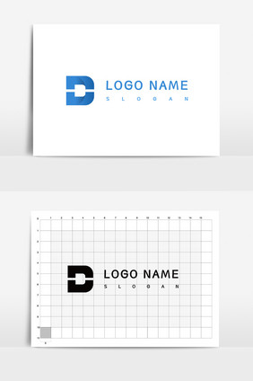 渐变蓝色字母D企业VI