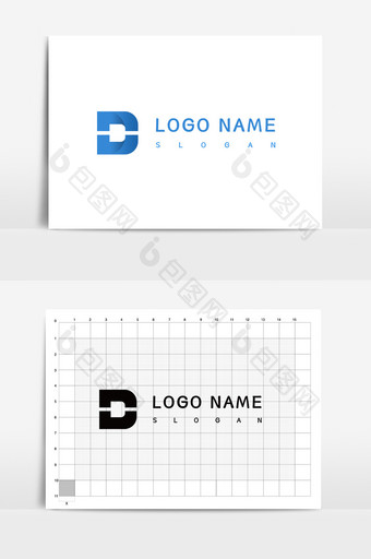渐变蓝色字母D企业VI图片