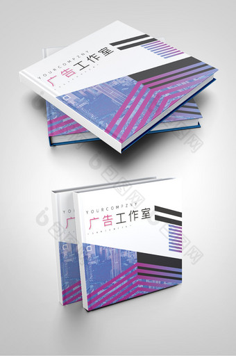 紫色渐变广告工作室传媒企业招商画册封面图片