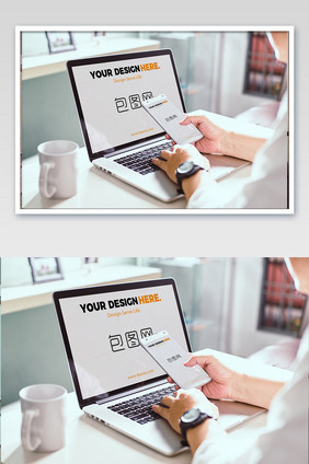 简约商务笔记本电脑手机显示器海报样机