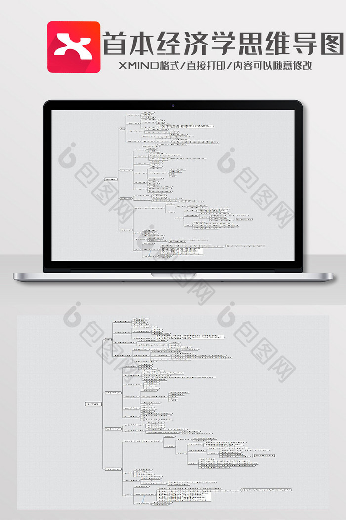 简约风首本经济学思维导图XMind模板