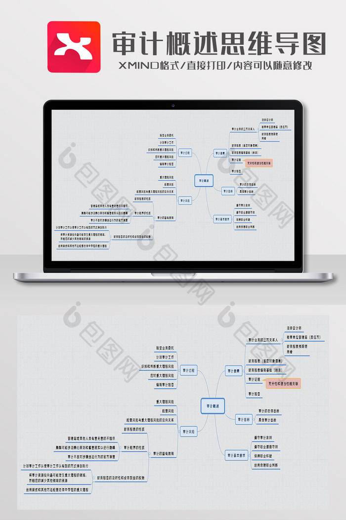 简约风审计概述思维导图XMind模板