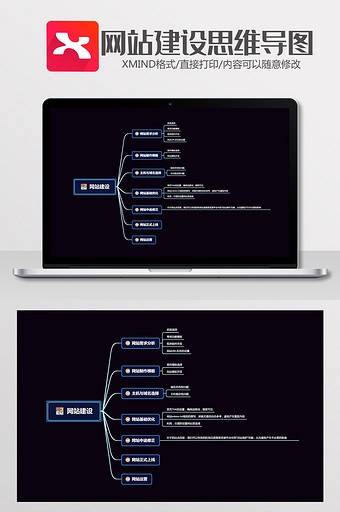 商务简约网站建设xmind模板图片