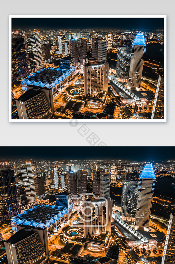 新加坡CBD夜景摄影航拍城市摄影
