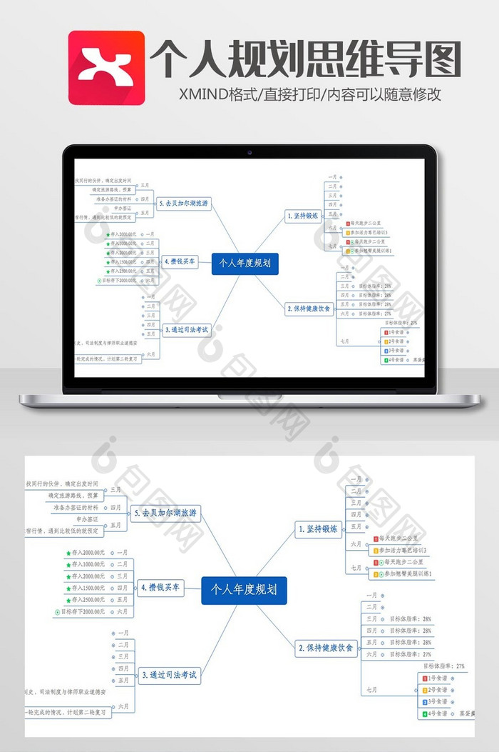 个人年度规划Xmind模板