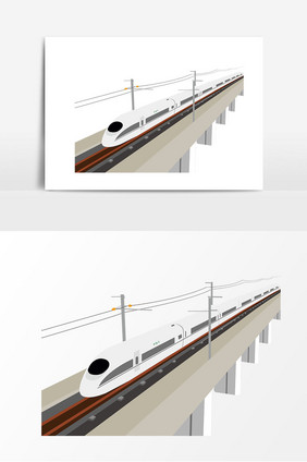 手绘高铁大桥元素