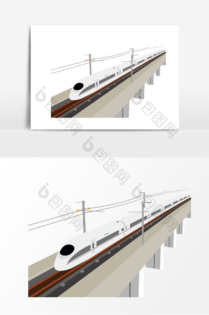手绘高铁大桥元素