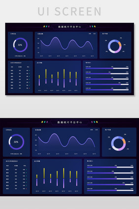 蓝色大数据可视化数据统计平台网页UI界面
