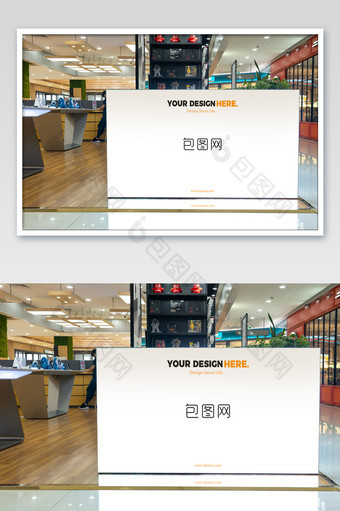 商店购物中心广告牌空白广告牌商店海报样机图片