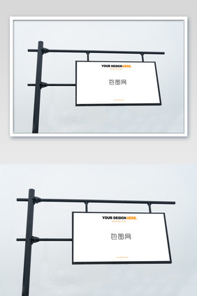 户外广告牌空白广告牌吊牌海报样机