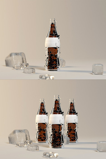 汽水玻璃瓶C4D模型包装（OC）图片