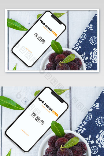 简约新清风格杨梅水果摆设广告菜单手机样机图片