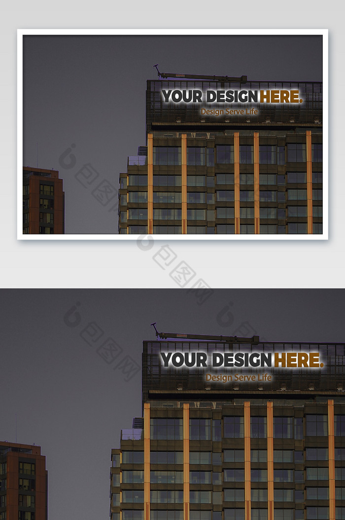 高清户外大楼外墙广告字背发光效果标志图片图片