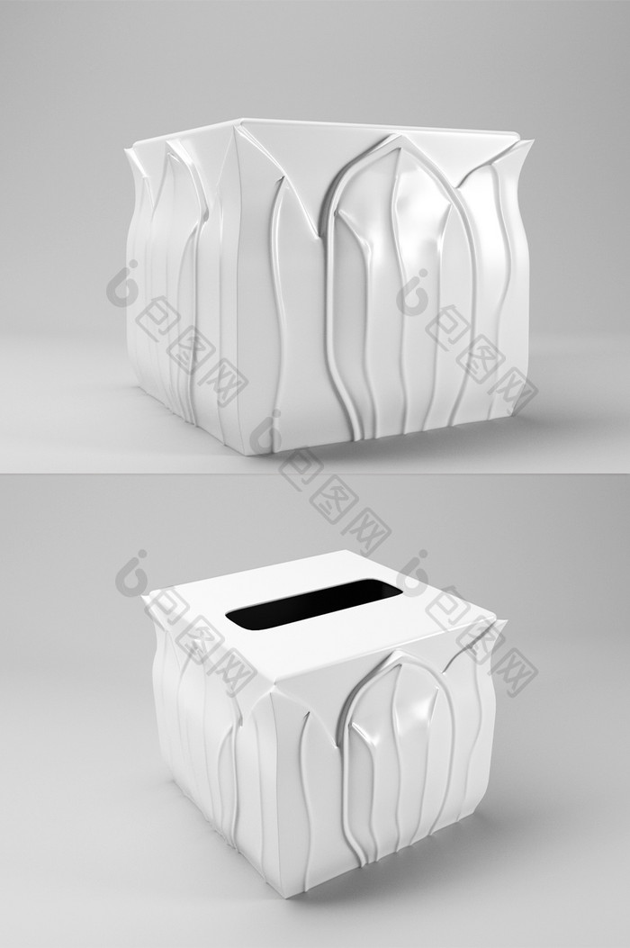 个性定制抽纸盒C4D产品模型包装（OC）
