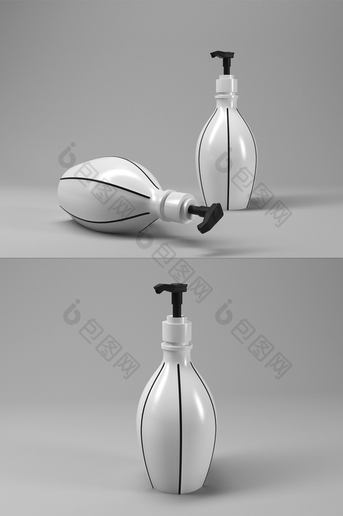 黑白简欧式产品瓶子样机C4D产品OC图片图片