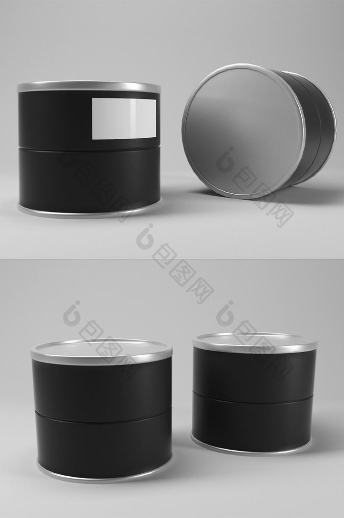 黑色产品包装盒金属盒产品样机C4D