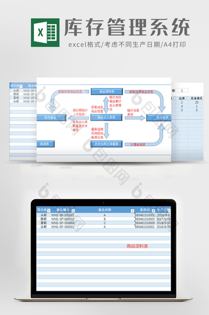 不同生产日期库存管理系统EXCEL模板