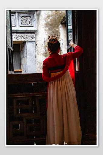 古装汉服美女背影大汉服古装