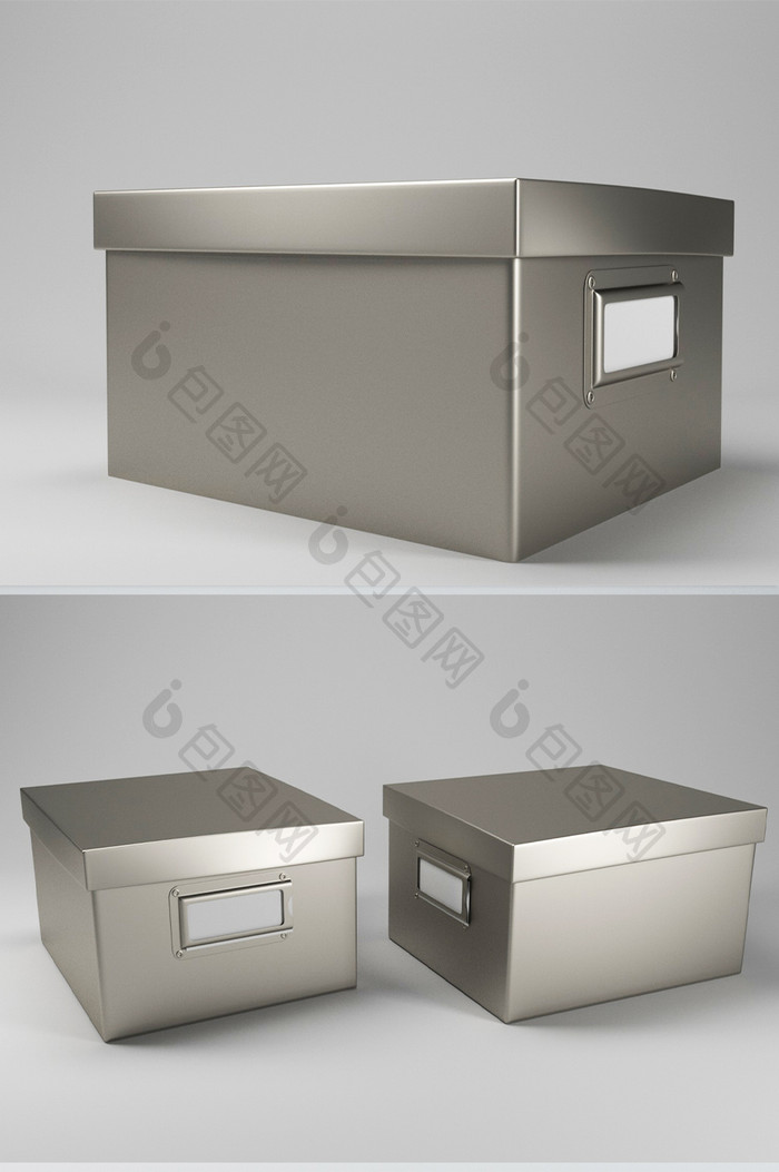 金属文件收纳盒C4D产品模型样机（OC）