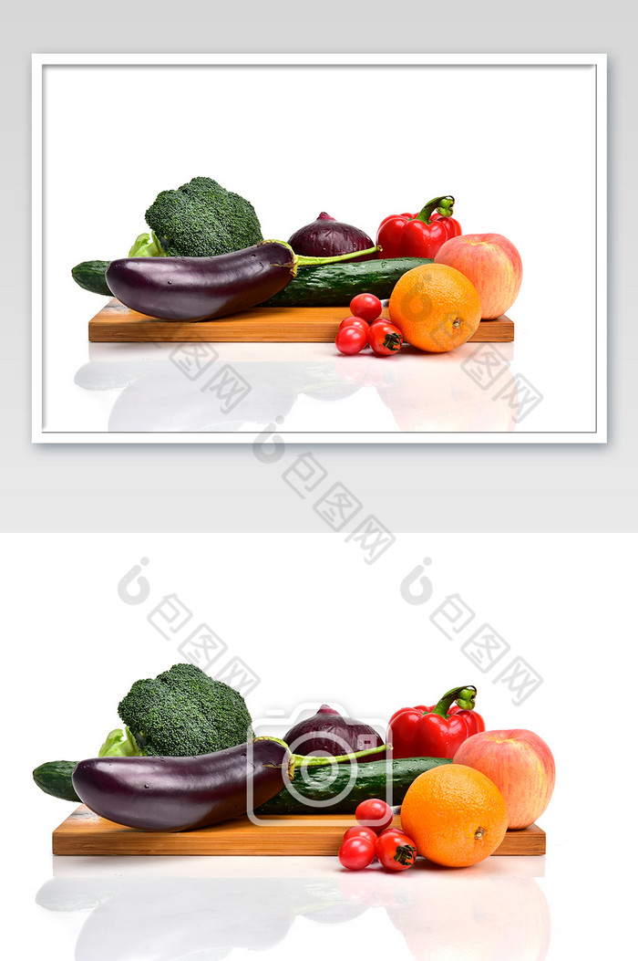 白色简洁蔬菜水果组合摄影图片图片