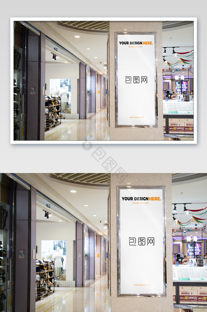 商场大楼购物中心室内空白广告牌图片