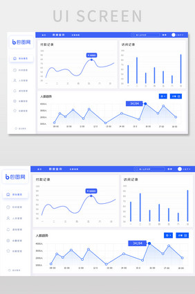 蓝色科技后台数据可视化网页界面