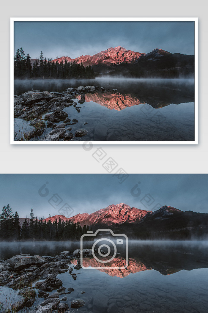 加拿大金字塔湖自然山脉摄影图片图片