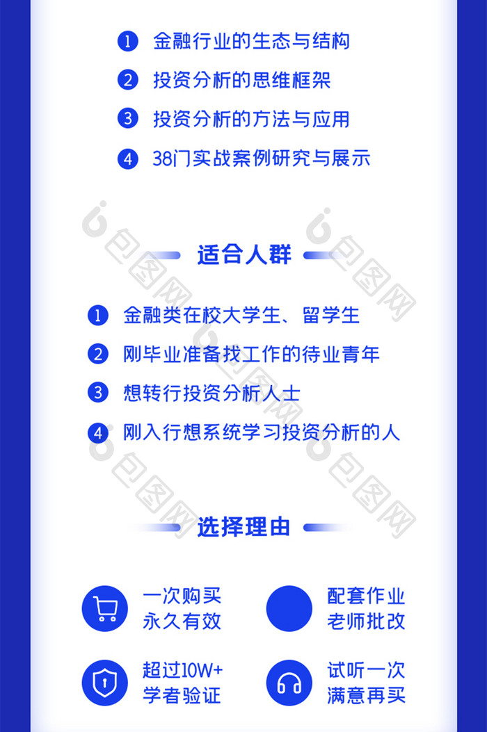 互联网金融理财课程活动页H5长图海报设计