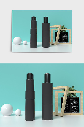 黑白水乳套装包装瓶模型图片