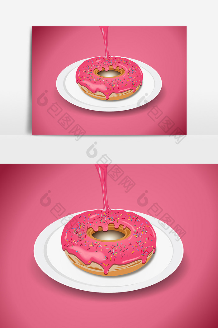 手绘食物甜甜圈元素矢量AI