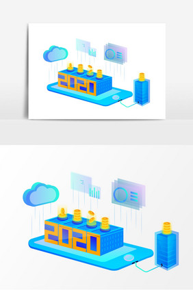 2.5D 科技 2020金融矢量元素