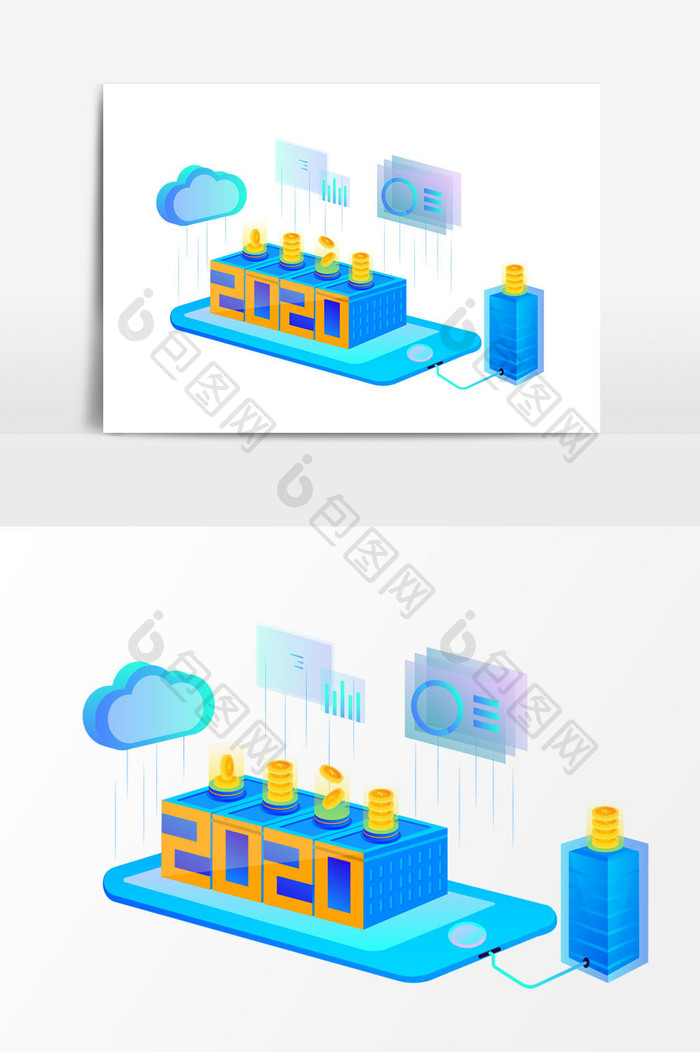 2.5D 科技 2020金融矢量元素