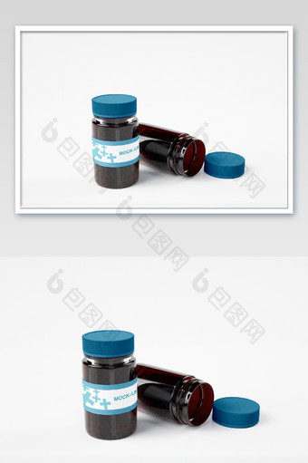 个性定制黑色小药瓶盖子可改色贴图包装样机图片