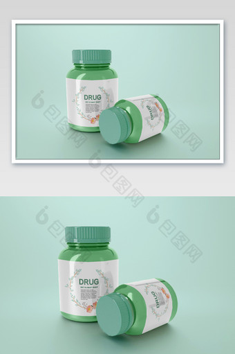站立平躺药品药瓶保健品可变色贴图包装样机图片