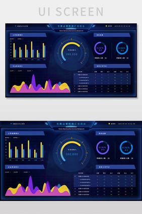 web深色科技感企业运营数据可视化PC端