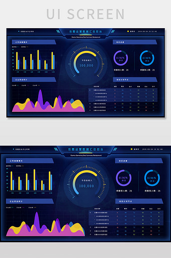 web深色科技感企业运营数据可视化PC端图片