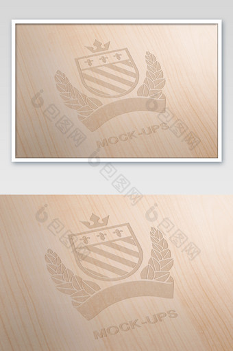 浅色木纹浮雕字logo标志样机图片