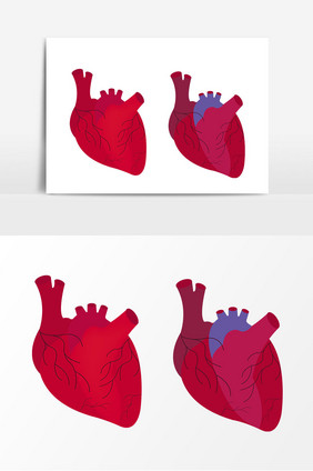 手绘红色心脏矢量元素