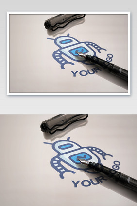 钢笔手绘描字印字logo标志样机