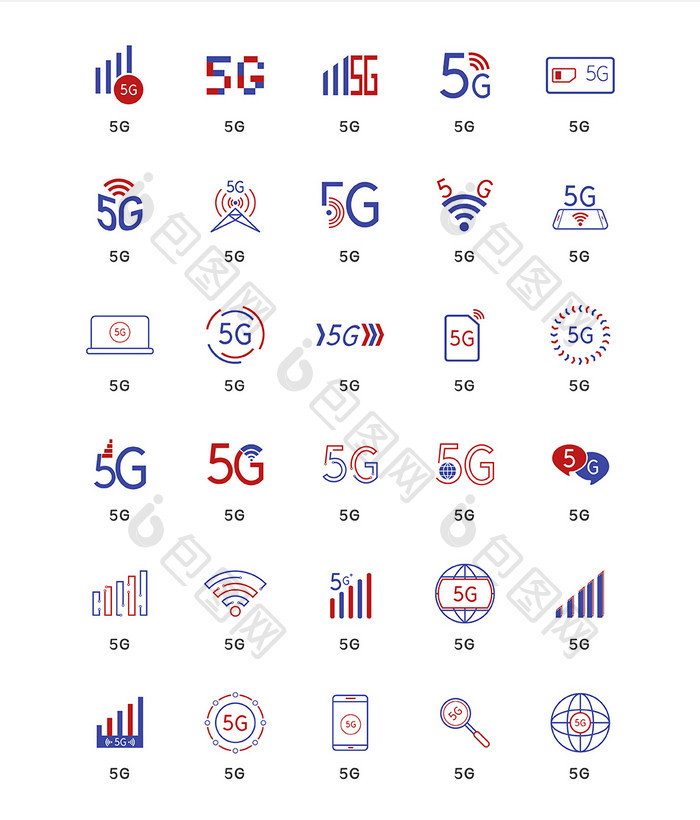 蓝色简约5G图标