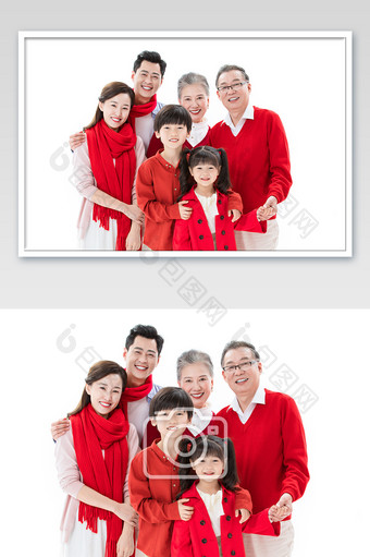 春节新年一家人亲密合影图片