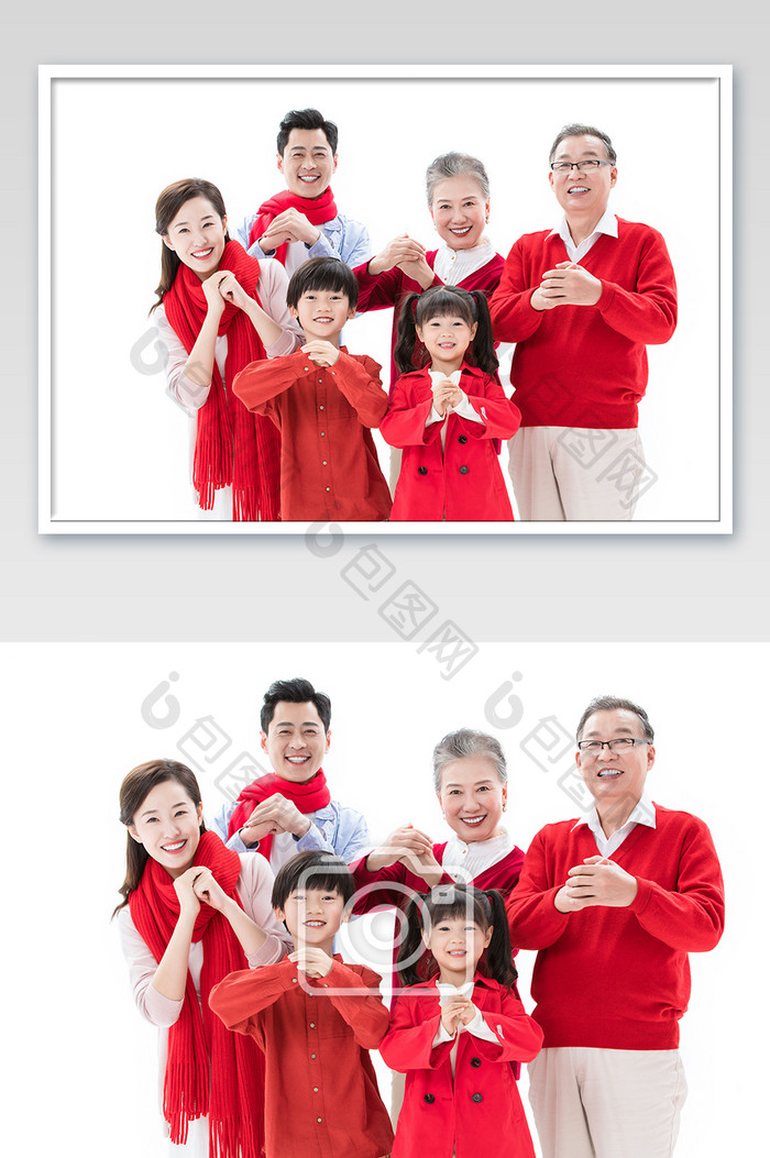 春节新年一家人家庭拜年祝福
