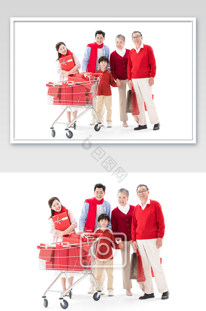 春节新年家庭购物消费图片