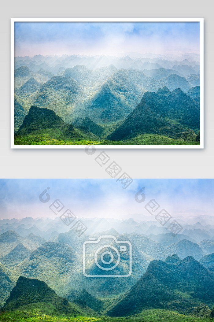 山景云雾自然风光炫光摄影图片